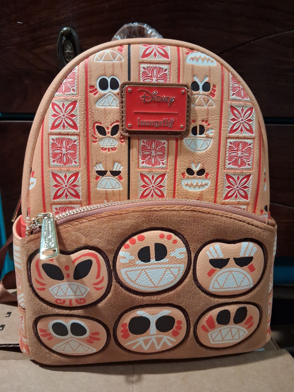Disney Loungefly Moana-Inspired Tiki Mini Backpack - Peach & Coral